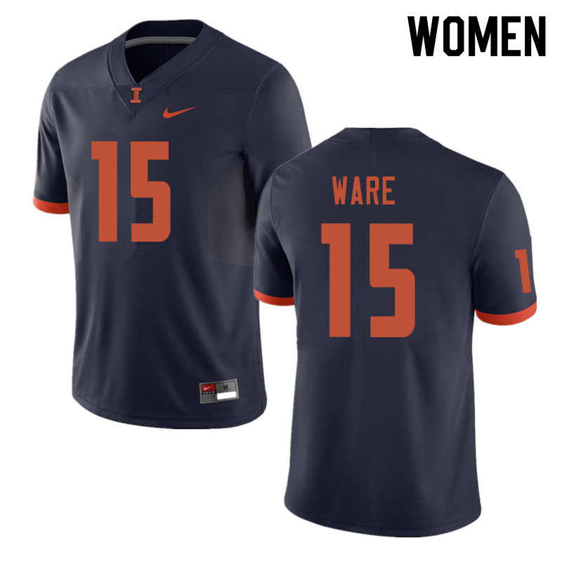 Women #15 Delano Ware Illinois Fighting Illini College Football Jerseys Sale-Navy